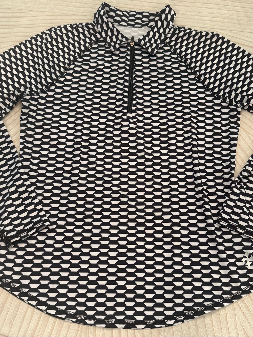 Jofit Black & White Geometric Long-Sleeve Zip Top